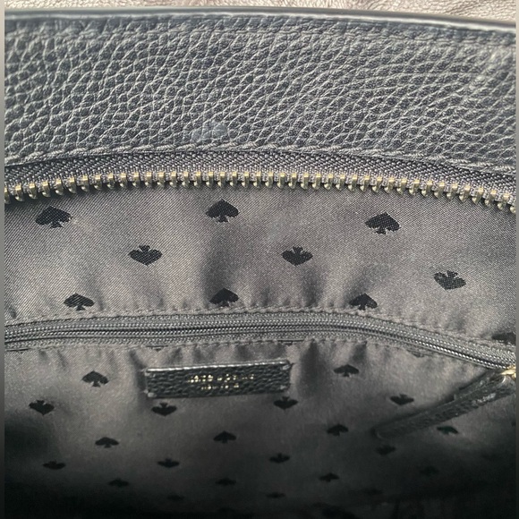 Kate Spade Black Pebbled Leather Crossbody Satchel Bag, Tassel Detail, Like New - Picture 8 of 13
